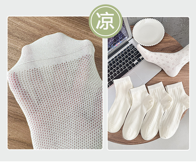 白色袜子女镂空网眼透气春夏季新品薄款短筒袜ins女士棉袜子批发详情4