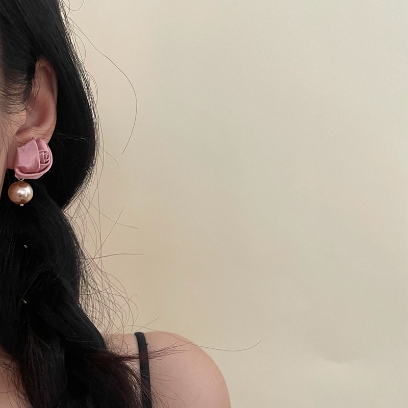 法式温柔玫瑰珍珠耳环气质高级感小众设计耳饰925银针甜美时尚女~详情19
