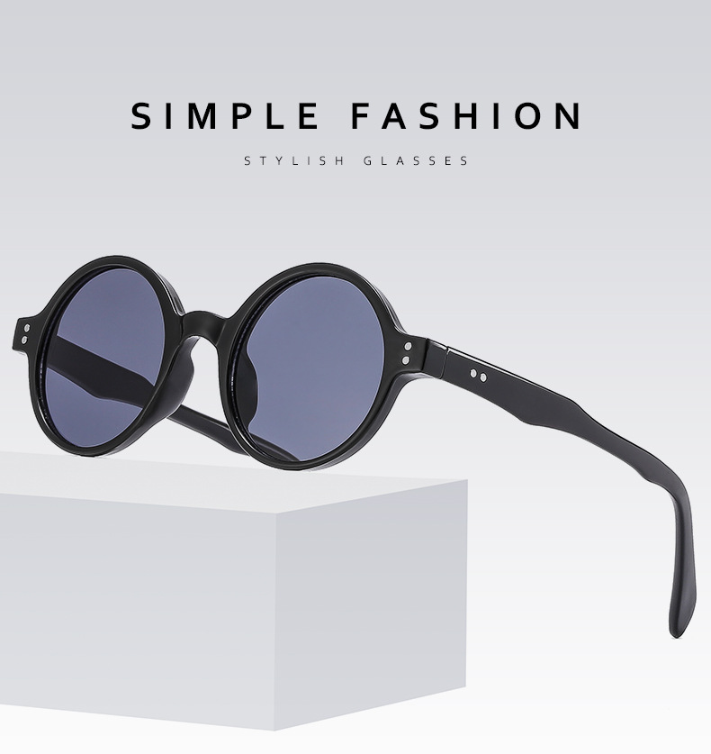 欧美新款圆形小框太阳镜男女网红明星同款时尚街拍墨镜眼镜架批发详情2