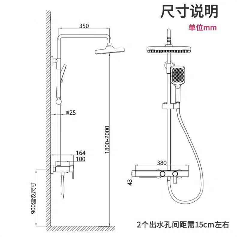 款全铜淋雨灰色淋浴花洒套装酒店增压浴室家用花洒淋浴器三档详情16