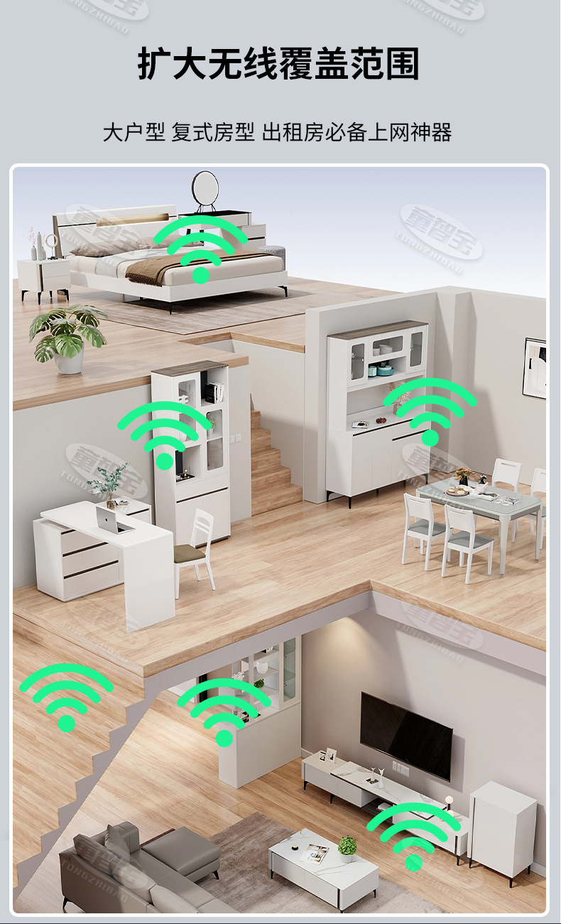 WIFI信号增强器四天线家用穿墙无线网络扩大器放大器300M中继器详情29