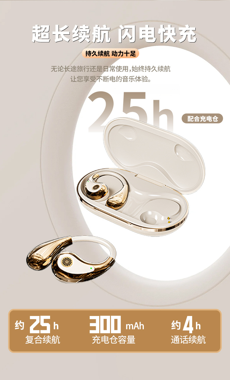 YX43挂耳无线蓝牙耳机OWS智能ENC降噪超长续航彩屏歌词显示多语言详情12