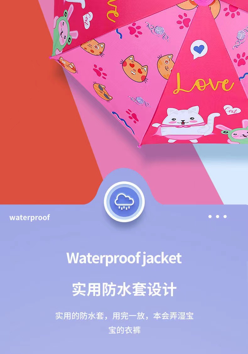 批发儿童雨伞幼儿园小学生黑胶雨伞男童女孩宝宝遮阳伞晴雨两用伞详情4