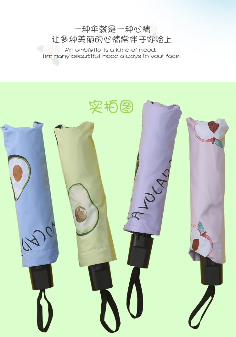 Three-fold black vinyl sun protection and UV protection, fruit Daisy UV bear umbrella, female couple umbrella, sunshade pic 3