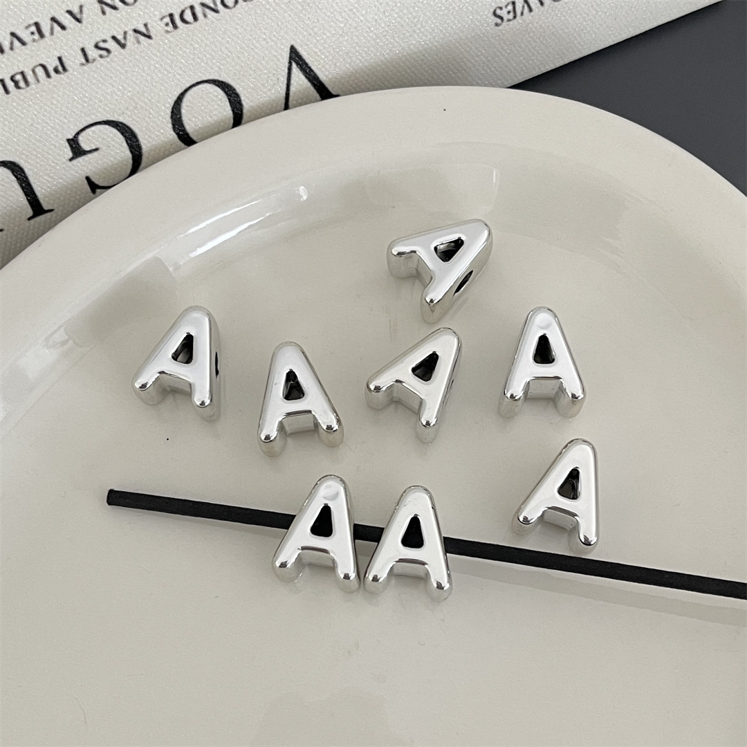 diy acrylic silver large-hole letter beads jewelry accessory package, hanging mobile phone chain accessory, stringing beads, scattering beads pic 6