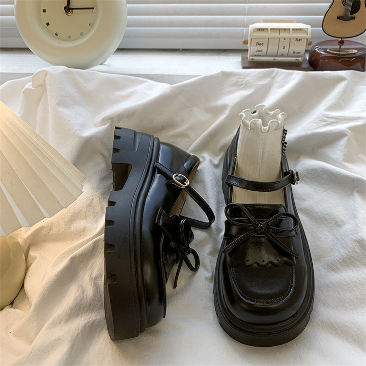 乐福学院风配裙子可爱百搭单鞋2025新款春秋粗跟厚底增高小皮鞋女详情12