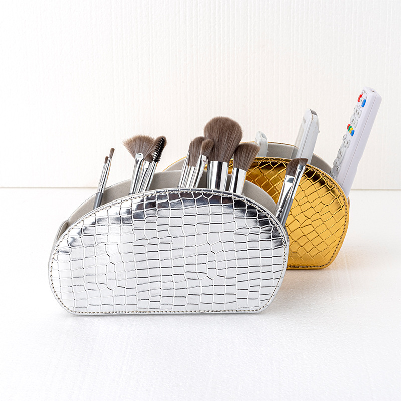 Amazon Home Goods desktop remote control, PU leather storage box, cosmetics storage, office organizing box pic 3