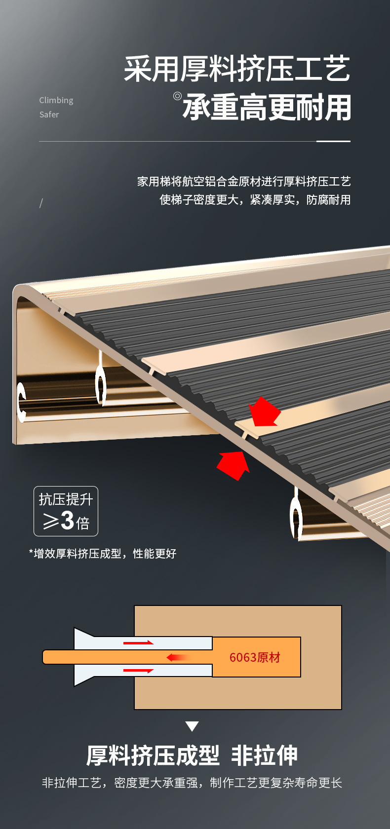 Household indoor folding anti-slip reinforced aluminum alloy ladder, single-side ladder, five-step ladder, thickened a-frame ladder, climbing aluminum ladder pic 5