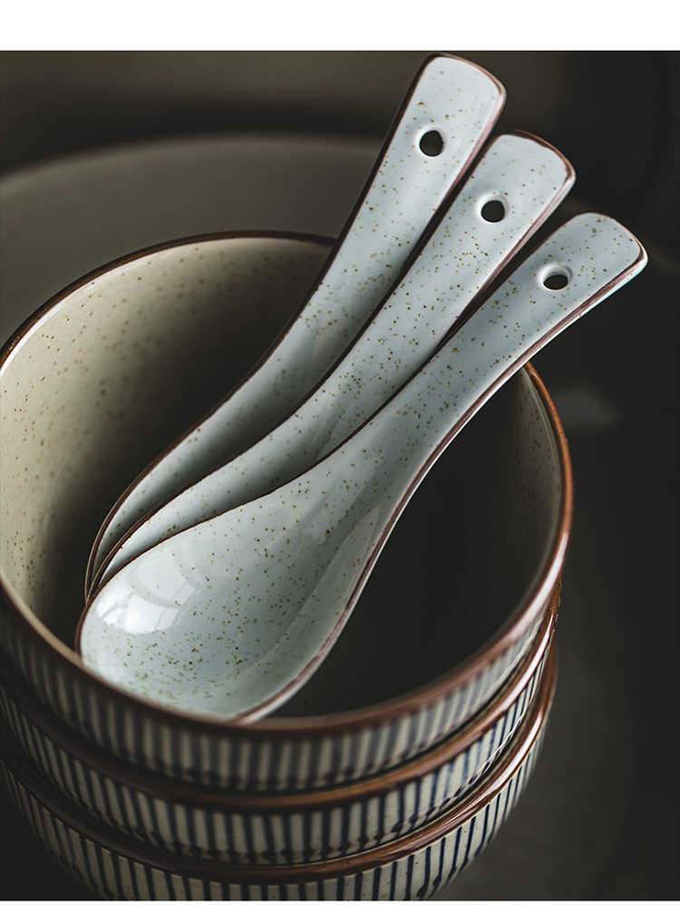 Bowl Home 2025 New High Appearance level retro Japanese tableware plate set, ceramic soup bowl, underglaze colored rice bowl pic 16