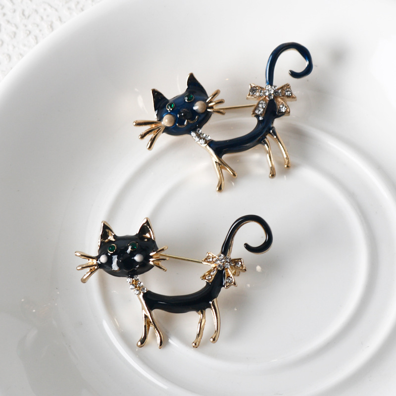 跨境热销新款欧美彩色滴油猫咪胸针卡通动物胸花大衣西服别针衣饰详情13