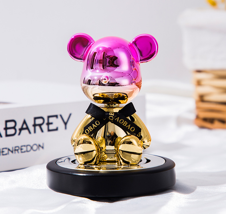 Diamond-encrusted electroplated shaking bear car perfume ornament, diamond-encrusted violent bear car solid aroma diffuser interior decoration pic 15