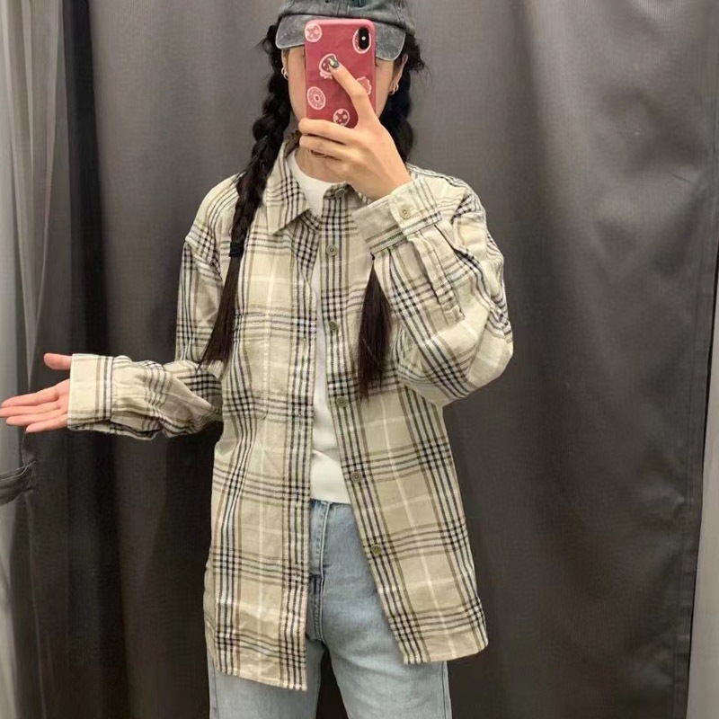 秋季男装竹节棉格子衬衫外套宽松衬衣长袖薄外套E476899/476900详情11