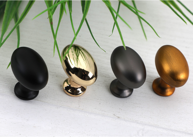 鸽子蛋椭圆抽屉单孔拉手北欧金色亮光黑色橱柜衣柜家具圆形小拉手详情37