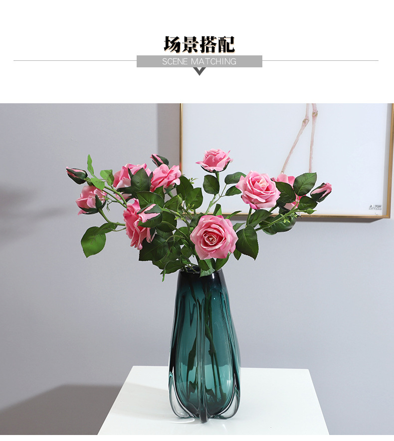若惜3头手感保湿兰心玫瑰花仿真花家居装饰摄影道具摆件厂家批发详情11