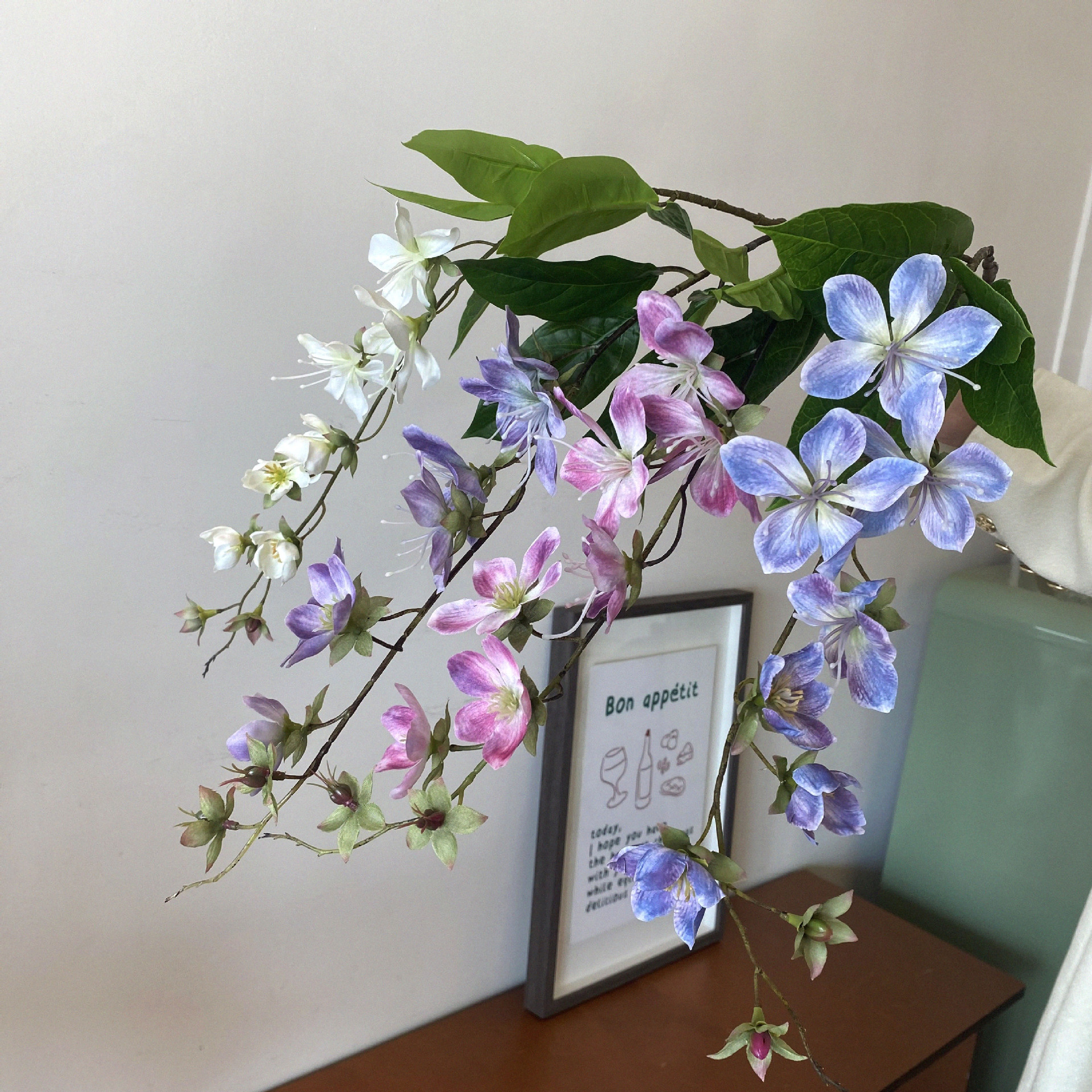 高品质 仿真垂丝茉莉花绢花海棠单支轻奢假花家居室内造景装饰花详情6