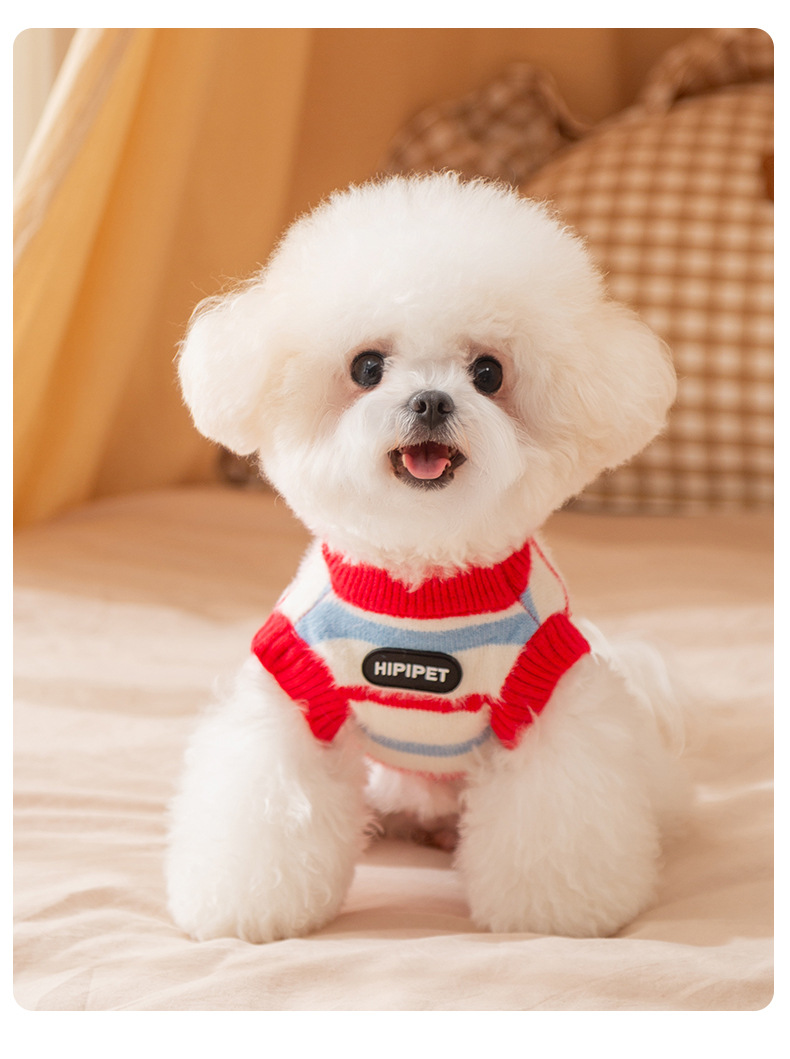 Hippie dog autumn and winter dog clothes, striped faux mink wool warm sweater, cat clothes, small and medium-sized dog pet clothes pic 7
