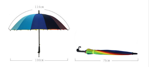 16骨彩虹伞女男超大防风长柄直杆伞户外自动遮阳彩虹雨伞定制图案详情6
