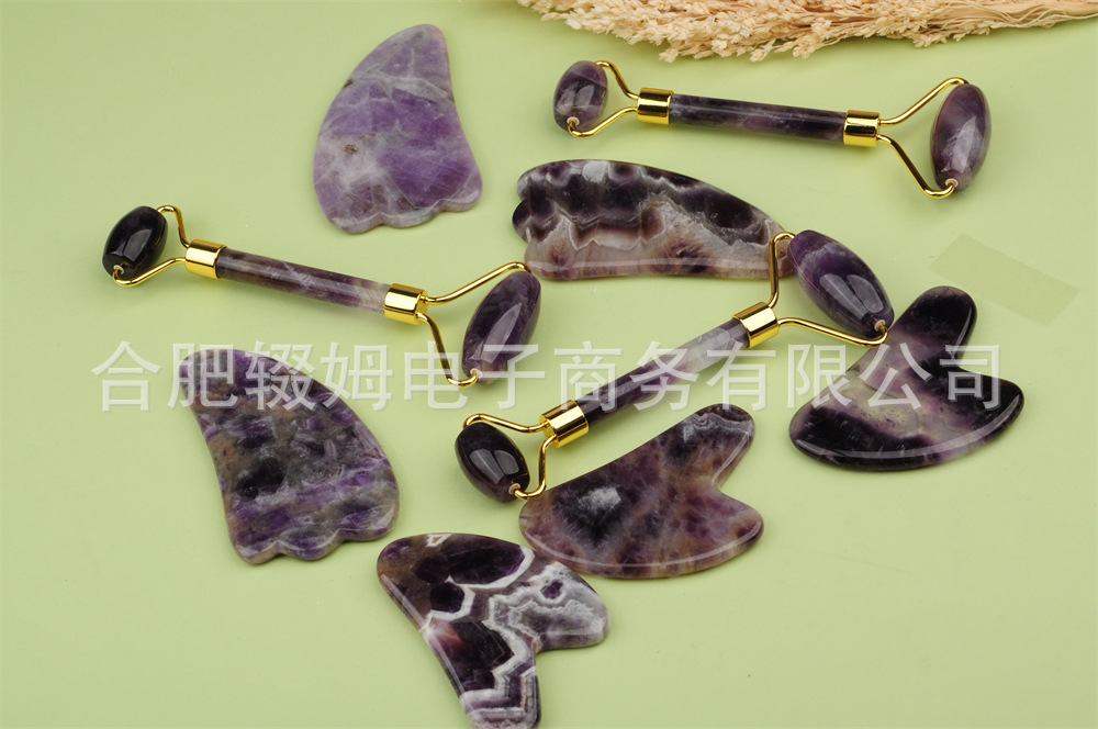 工厂直销紫水晶玉石滚轮按摩器专用脸部刮痧按摩美容棒美容院推拿馆用详情40