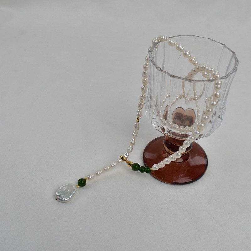 Natural freshwater pearl necklace, original Baroque irregular-shaped pearl 8-shaped pearl long style autumn and winter sweater chain pic 5