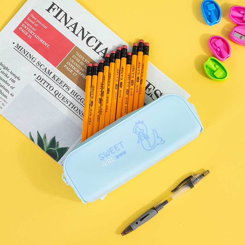 Mermaid silicone pen cases in multiple colors available for export as study stationery boxes pic 6