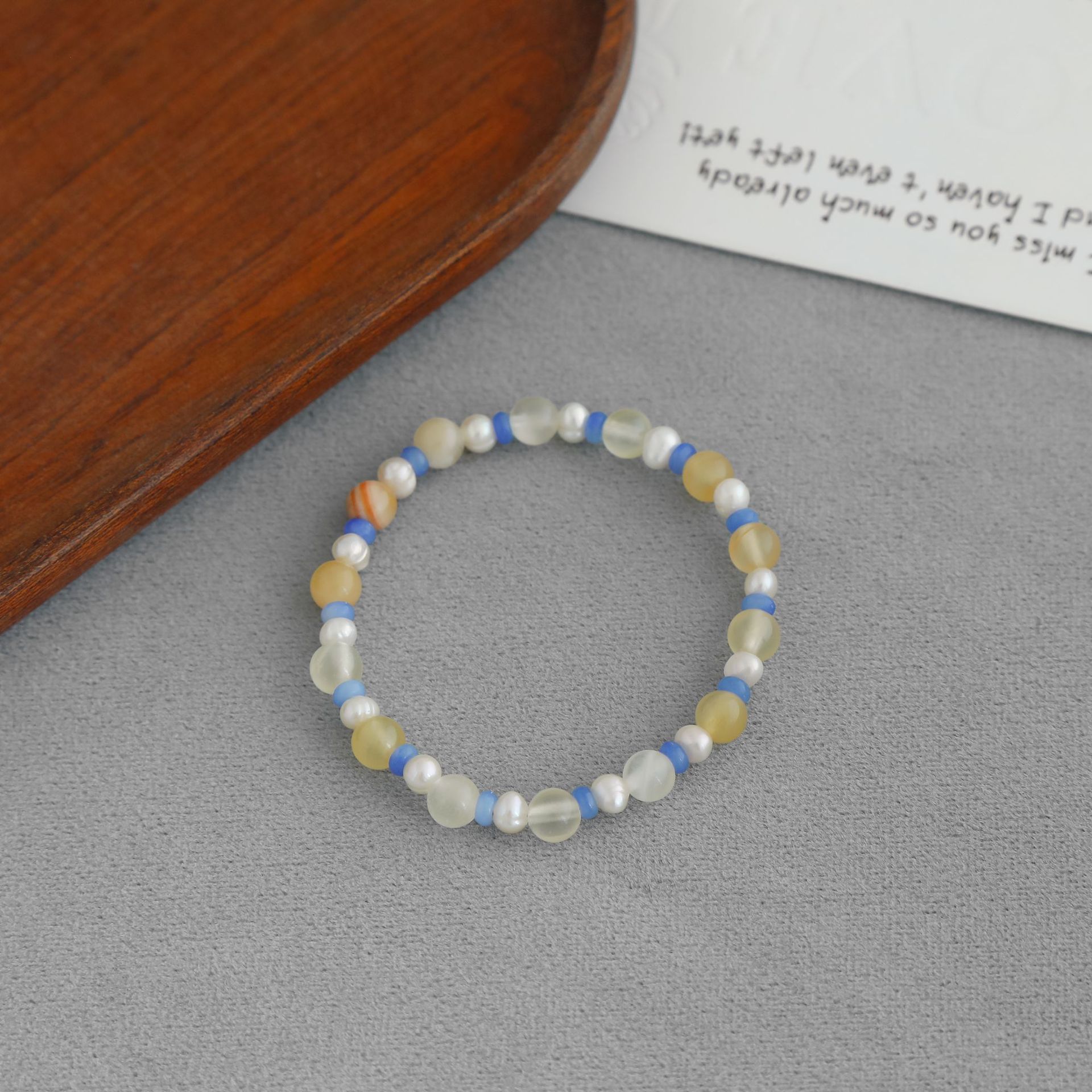 WP*家海盐太妃糖串珠手链 新中式气质简约米黄玉淡水珍珠串珠手链详情8