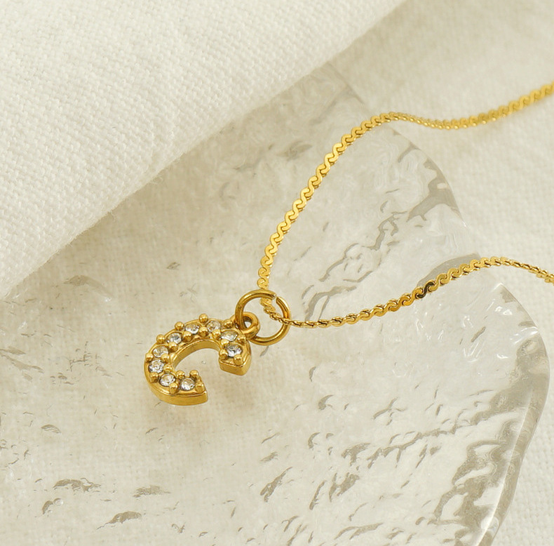 Cross-border European, American, French fashion, versatile stainless steel letter necklace, gold-plated and diamond-encrusted, simple style, fine S-shaped chain for women pic 22