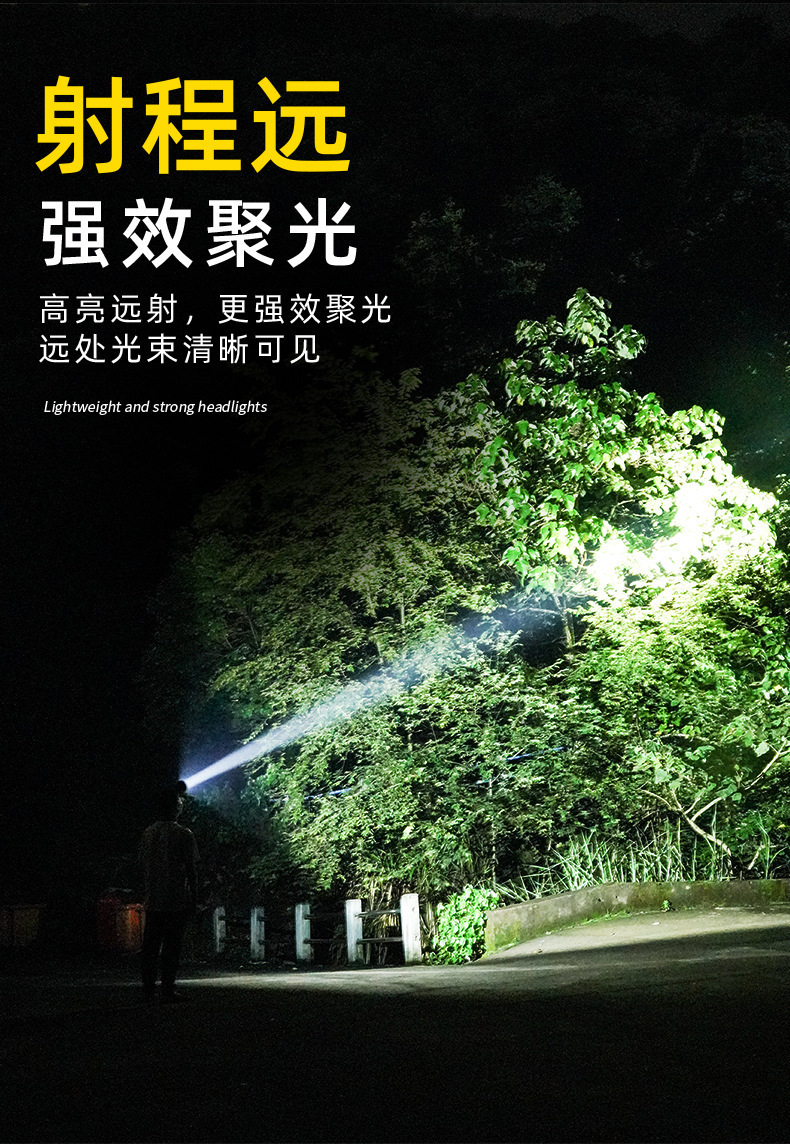 Cross-border best-selling aluminum alloy portable headlamp, multi-functional long-lasting flashlight for outdoor lighting, hand wave sensor pic 7