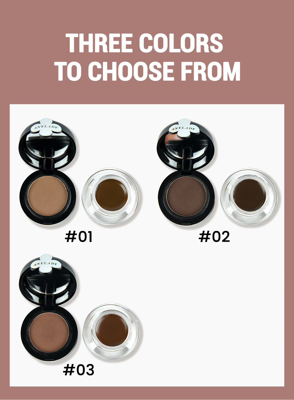 ANYLADY染眉膏二合一持久不晕染显色化妆品欧美跨境三色带刷眉粉详情7