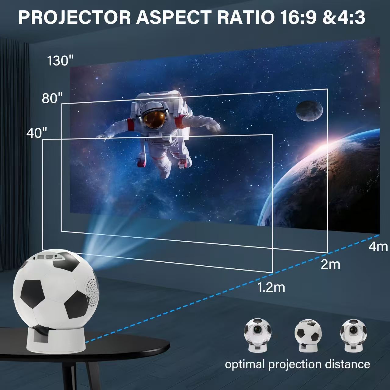 YS-Q8 Cross-border Export version World Cup Football Projector, Home Ultra-high-definition 4K electronic focusing, mobile phone screen projection 720P factory wholesale pic 12