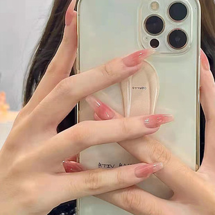 Wearable nail stickers, ballet nails, ice-transparent, shiny cloud nail plates, artificial nails, detachable finished nail pic 31