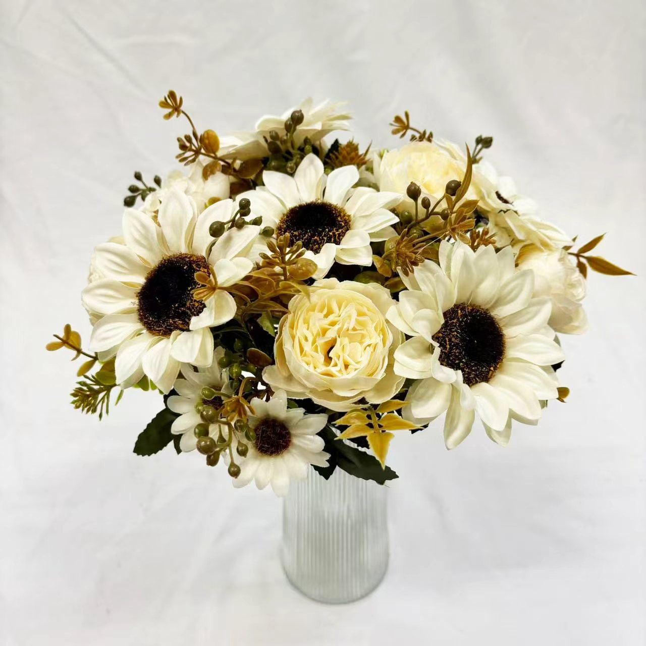 跨境仿真向日葵家居布置欧式太阳花丰收节仿真花束仿真牡丹批发详情3