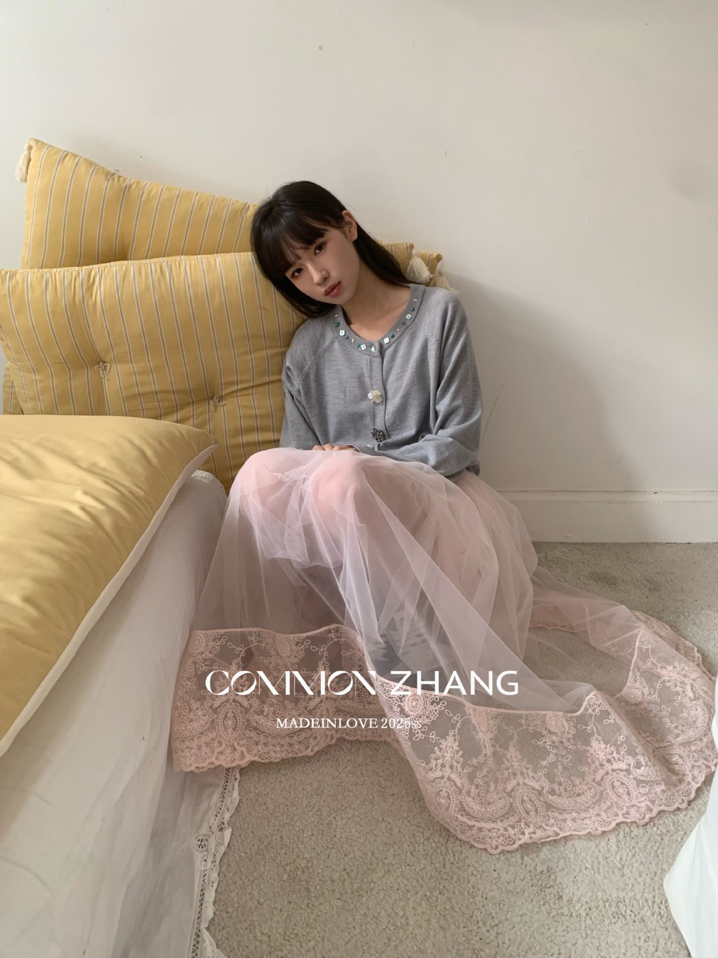 CZ ZHANG韩版网纱蕾丝拼接层次感微透高腰显瘦a字半身裙女B12103详情8
