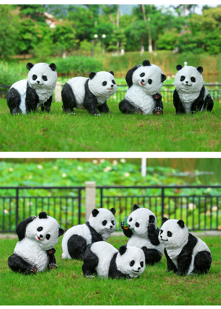 Factory direct sales of resin simulation panda ornaments for courtyard and garden decoration, outdoor animal lawns, and garden landscape sculptures pic 9
