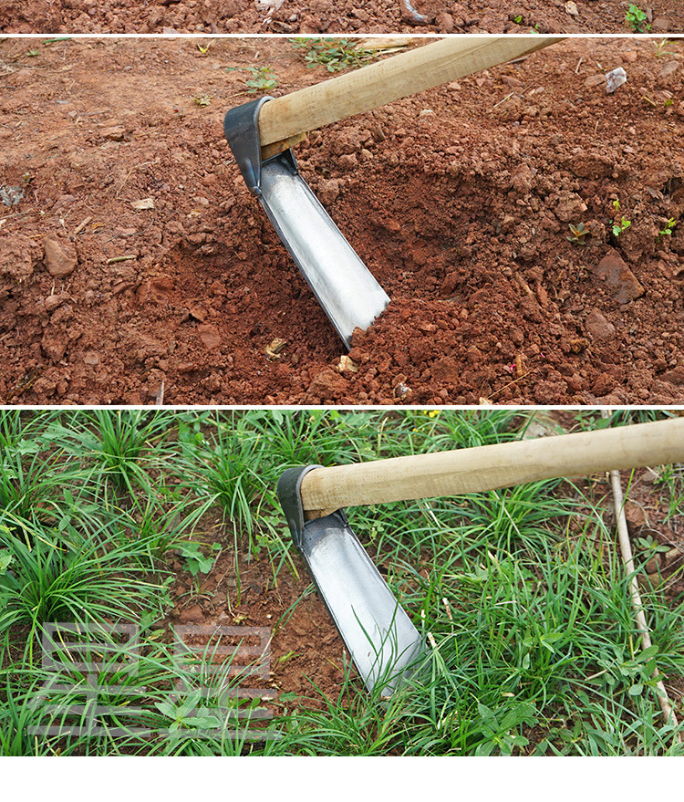 Old-fashioned large hoes, farm tools for growing vegetables, digging soil and clearing land, long wooden handle hoes, household weeding, outdoor all-steel thickened small hoes pic 8