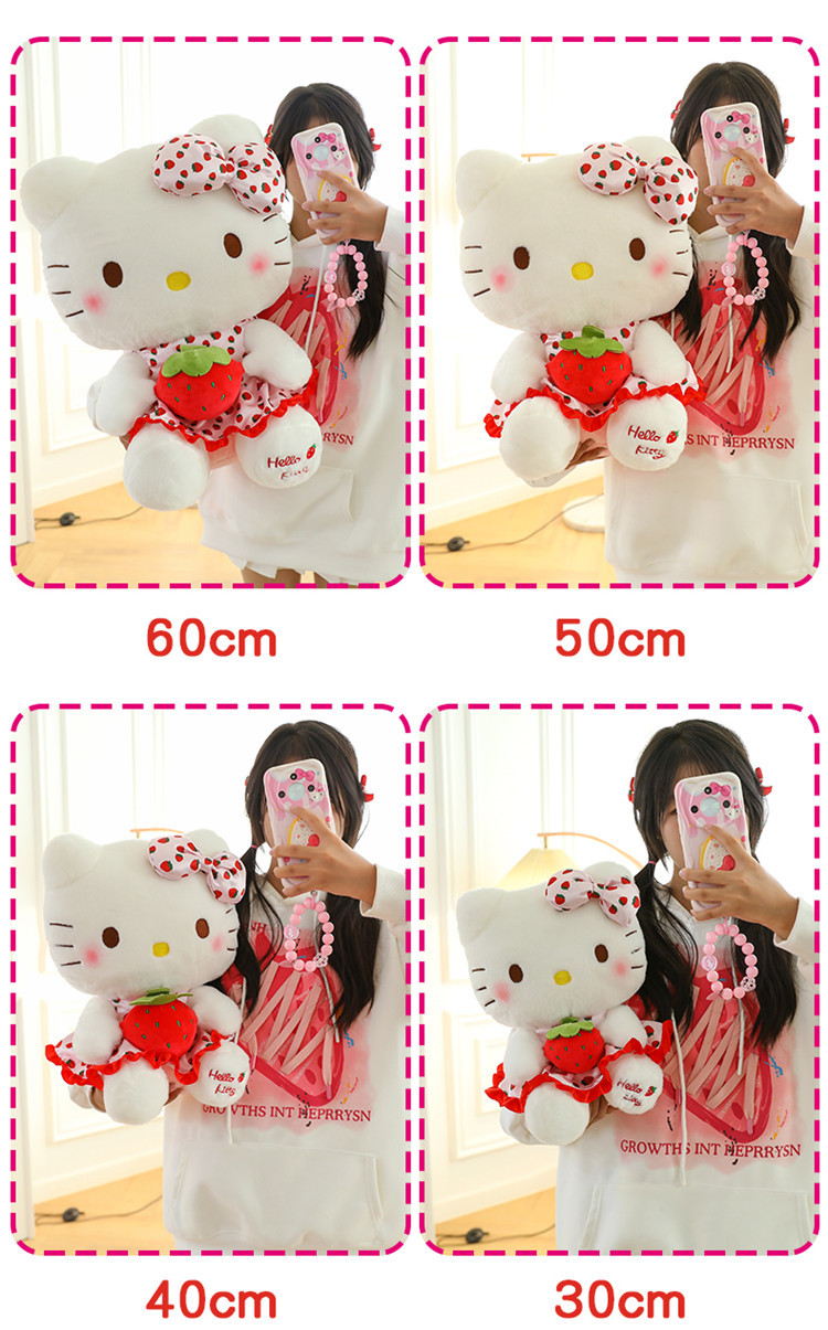 Wholesale of cute strawberry Hello Kitty dolls, plush toys, KT dolls, claw machine dolls, birthday gifts for girls pic 5