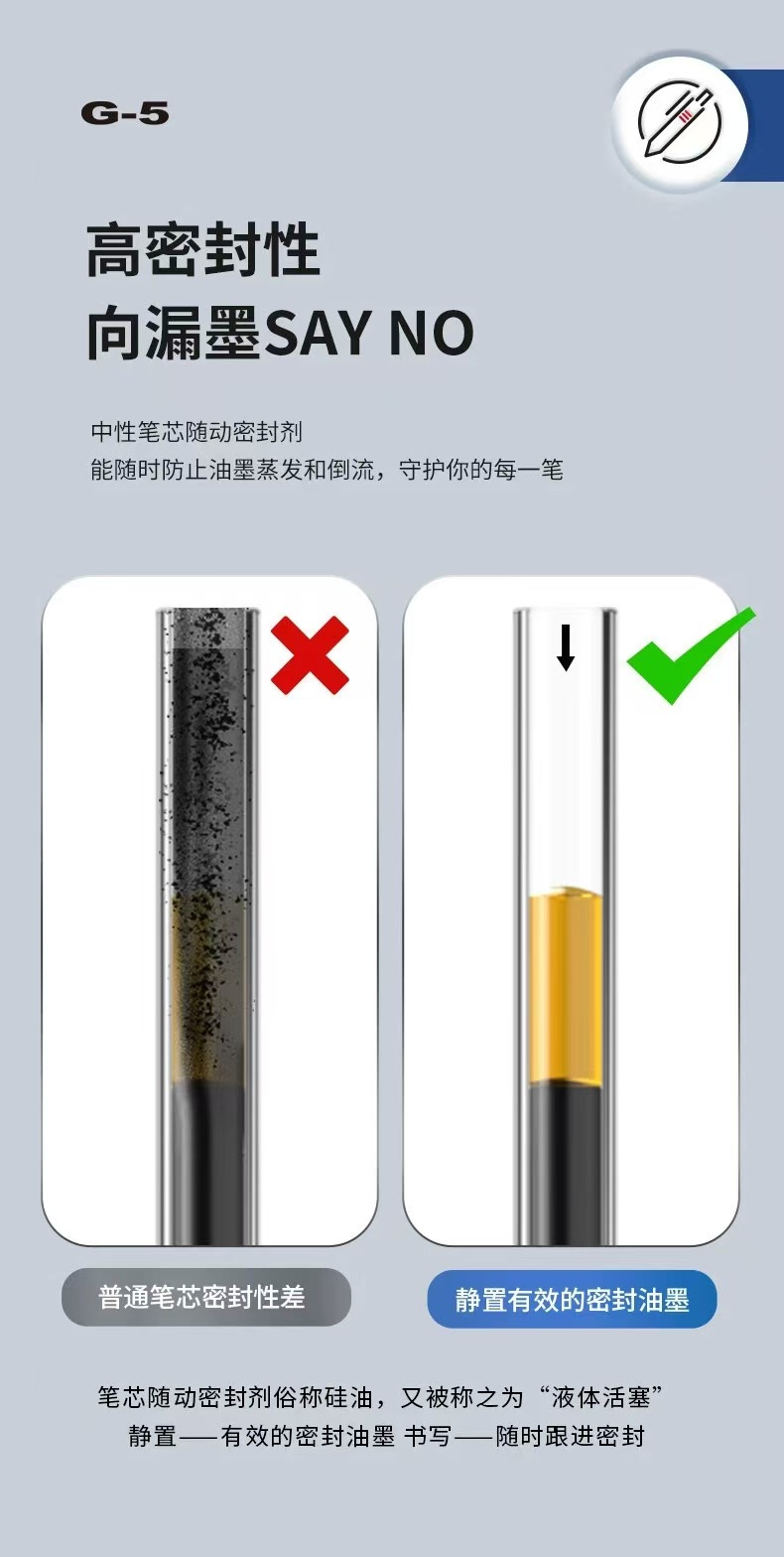 晨光按动笔芯0.5mm子弹头按动笔中性笔替芯速干笔芯大容量批发g5详情7