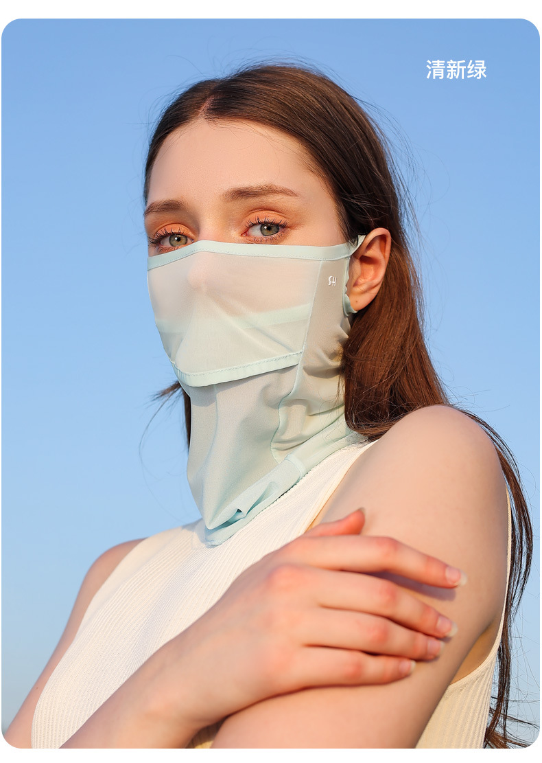 夏季户外防晒面罩骑行护颈防紫外线面纱轻薄透气防晒冰丝口罩女士详情17