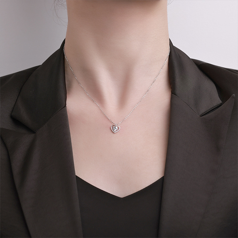 S925 All-silver Swan Kiss Heart Necklace for Women, 26 new style gourd pendant love bouquet necklace pic 34