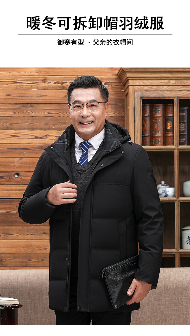 中老年羽绒服男短款加厚大码老年父亲爸爸鸭绒保暖外套加厚保暖详情1