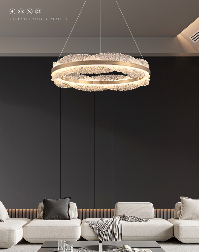 Modern light luxury living room chandelier, circular led hall light, designer creative model room, bedroom and dining room lighting fixtures pic 1