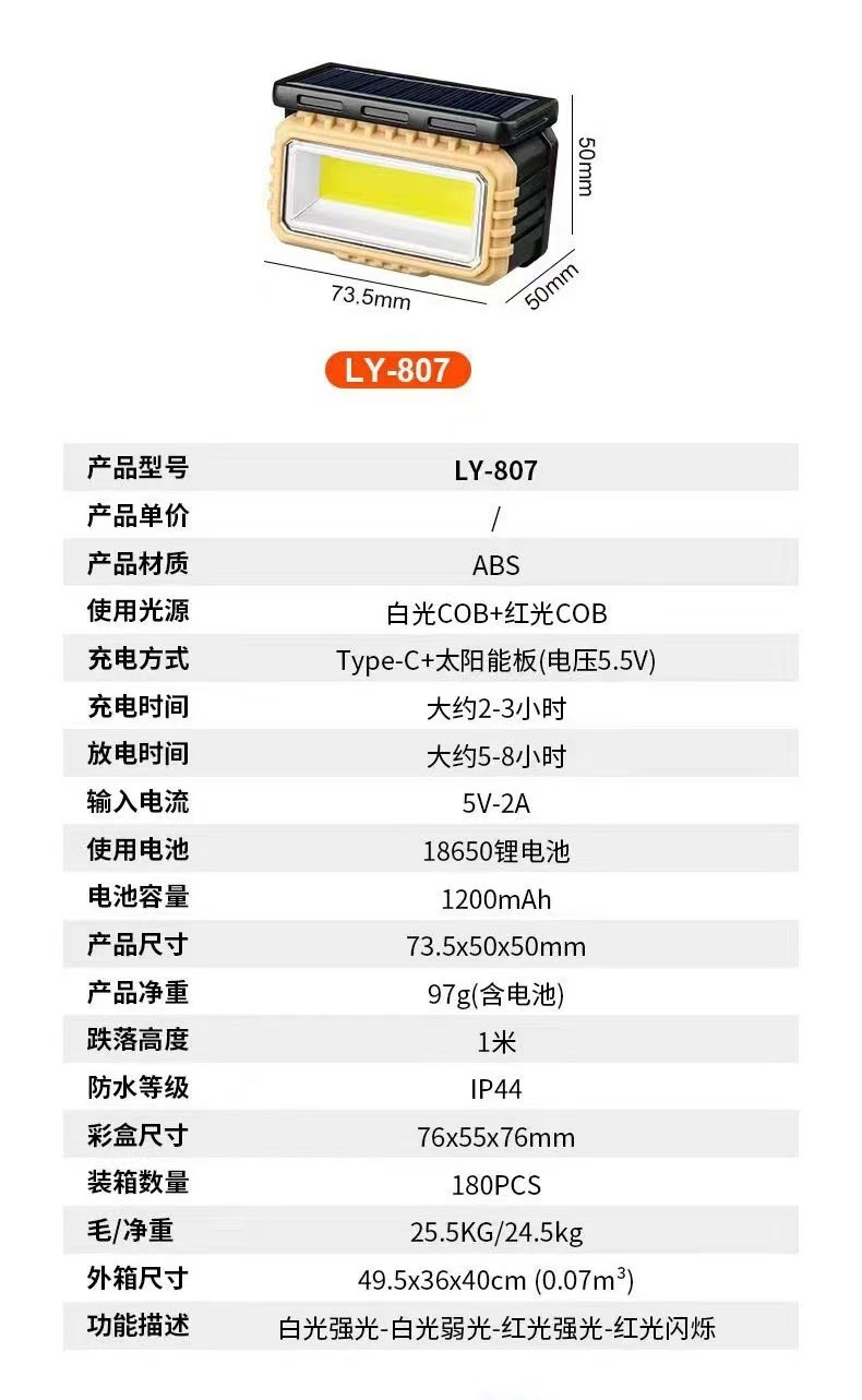 Cross-border solar sensor headlamp type-c charging LED night fishing running headlamp COB red and white light battery level display pic 11