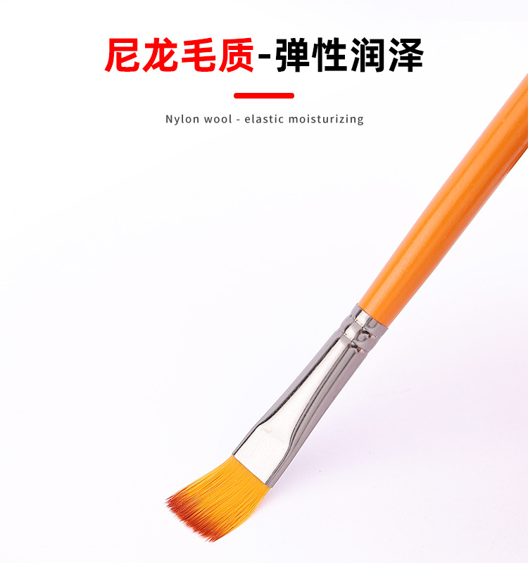 博艺宣五支装木质橙光数字油画笔学生尼龙绘画套装水粉丙烯油画笔详情16