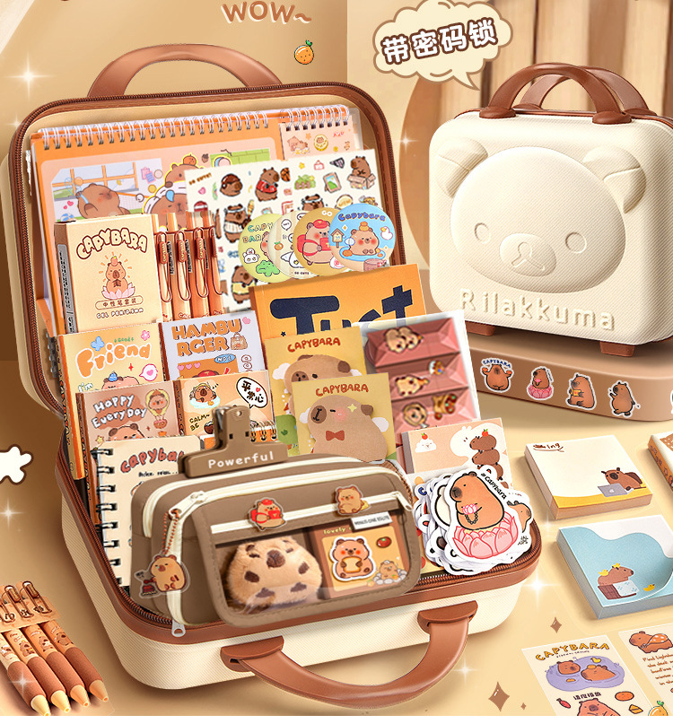 High appearance level primary school stationery set, Kapipala stationery set gift box, cute pen case, school supplies gift pic 1
