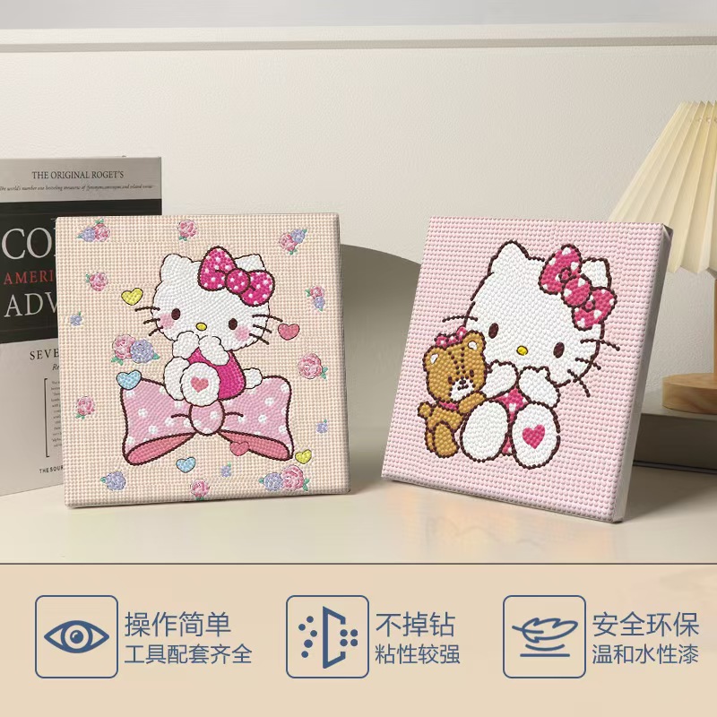 2024 New KT Cat Full Diamond DIY Diamond Painting with frame, high appearance level cartoon dot diamond hanging painting home decoration toy pic 10