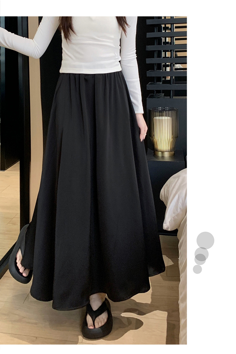 French acetate satin half skirt for women 2024 Spring/Summer pleated long skirt with elastic and tight waist, A-line large swing umbrella skirt pic 54