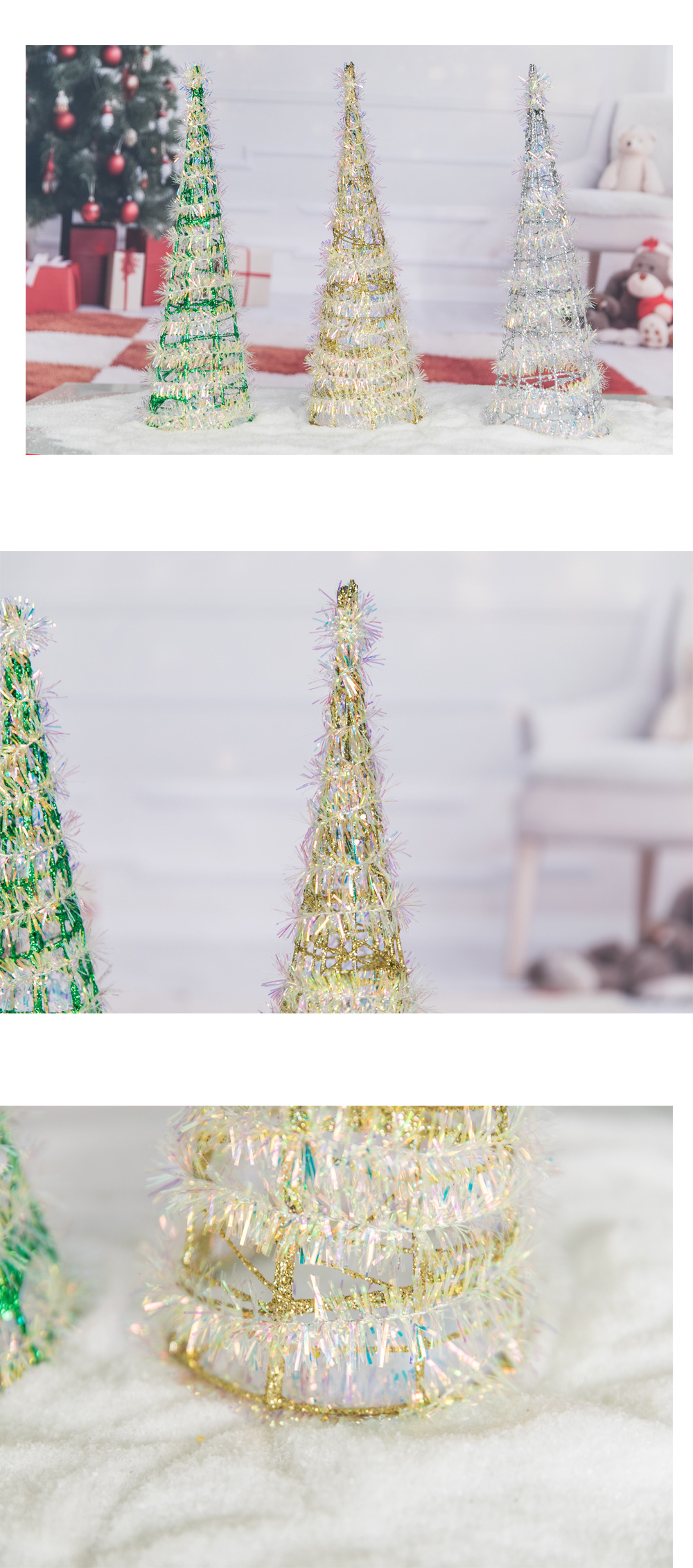 跨境新款铁艺圣诞树圣诞节装饰 塔尖节日派对布置树装饰品摆件详情2