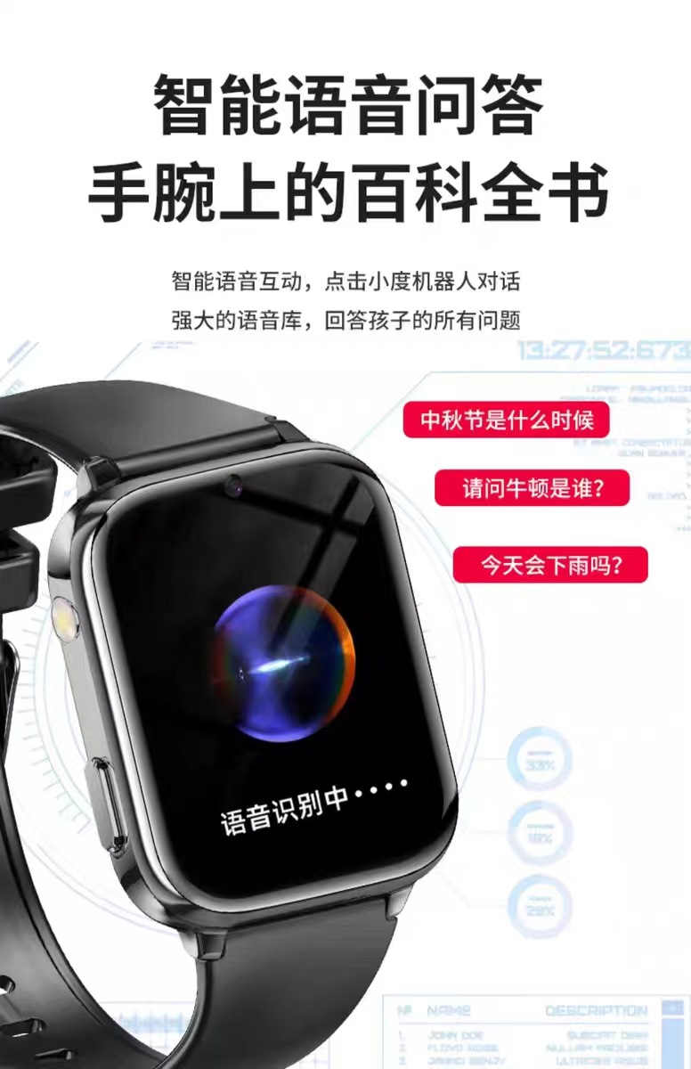 2023新款儿童电话手表智能手表定位拍照视频通话防水GPS手机插卡详情8