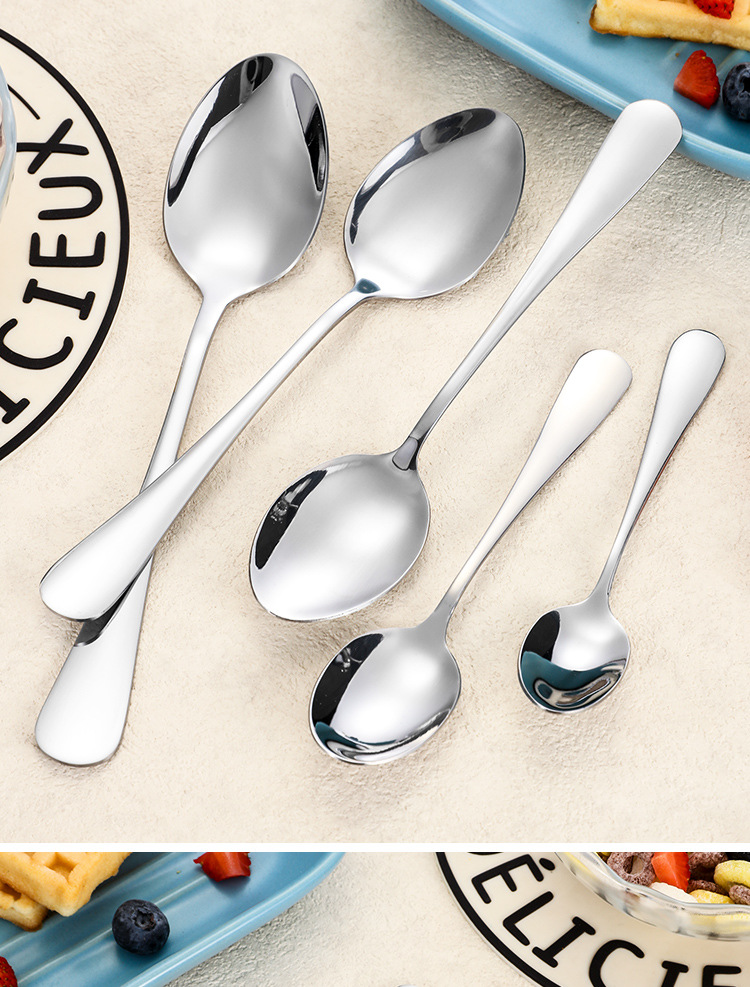 1010不锈钢勺子家用吃饭勺汤勺儿童喂养勺酒店西餐餐具咖啡勺批发详情19