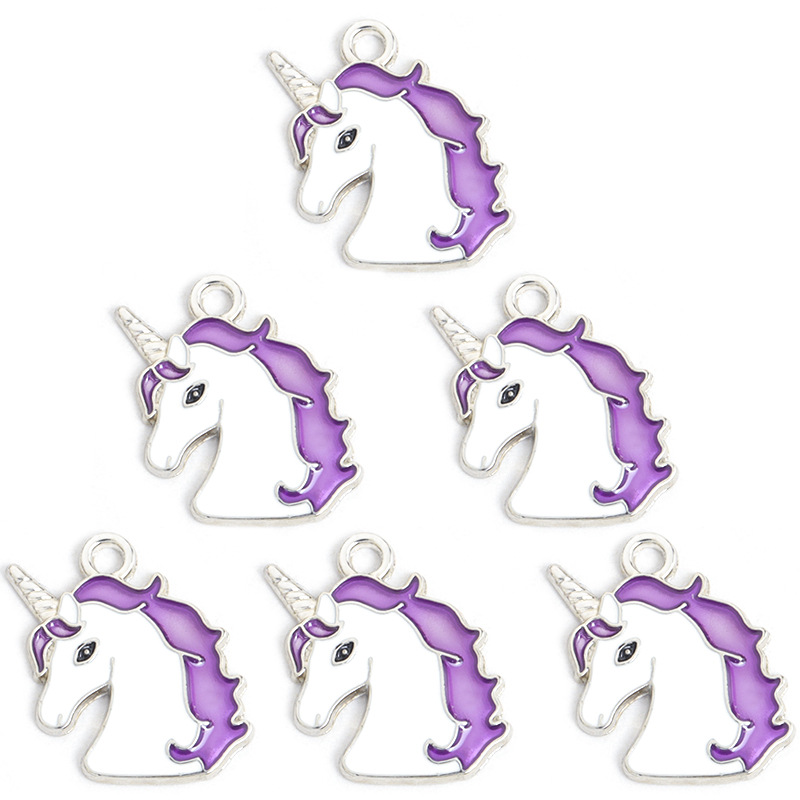 时尚卡通独角兽滴油合金挂件DIY饰品配件手链项链耳环钥匙扣吊坠详情7