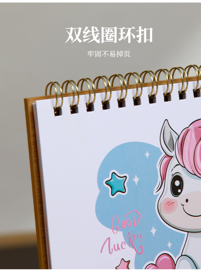 Zhouzhou Calendar 2026 Lucky Wheel Creative Multi-functional Advertising Calendar Wooden Stand Desk Calendar Korean-style Sticky Note Desk Calendar pic 9